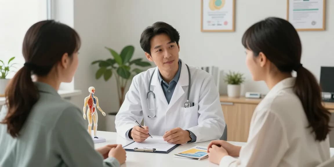 In einer modernen Arztpraxis diskutieren Arzt und Patient über Polyneuropathie Symptome.