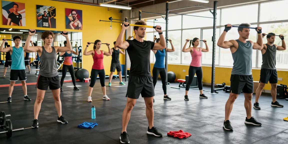 Anabolika Shop - Active individuals training in vibrant gym, showcasing teamwork and fitness dedication.