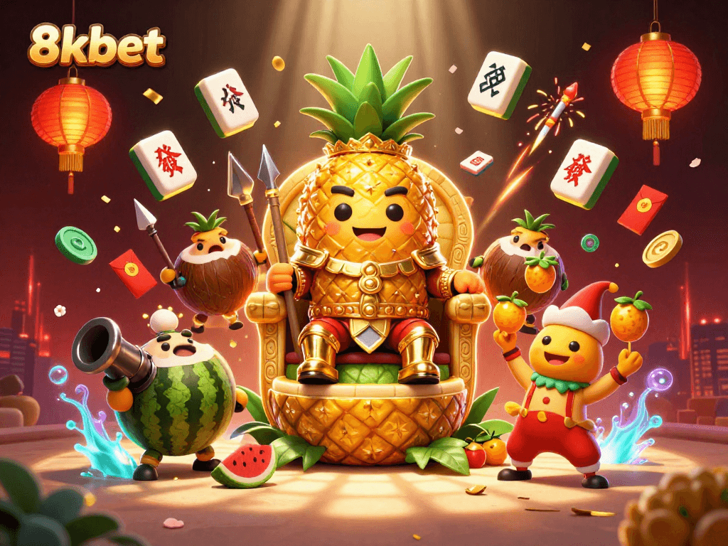 Play 8xbet with golden pineapple king and tropical elements at an exciting beach casino.