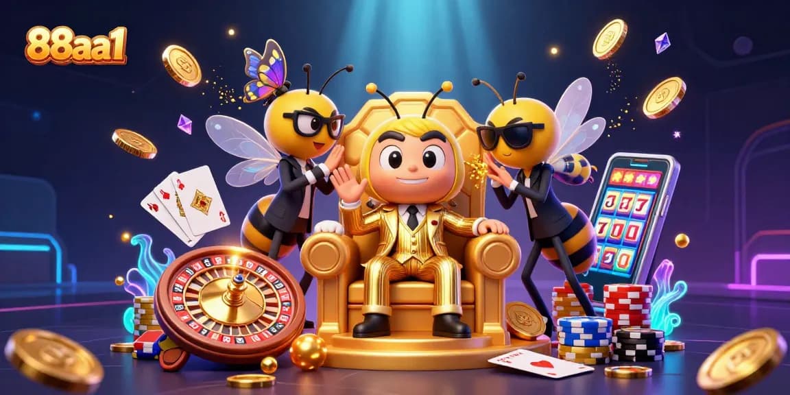 Experience thrilling casino action at 88aa1 with a vivid 3D cartoon illustration of a bumblebee mob boss.