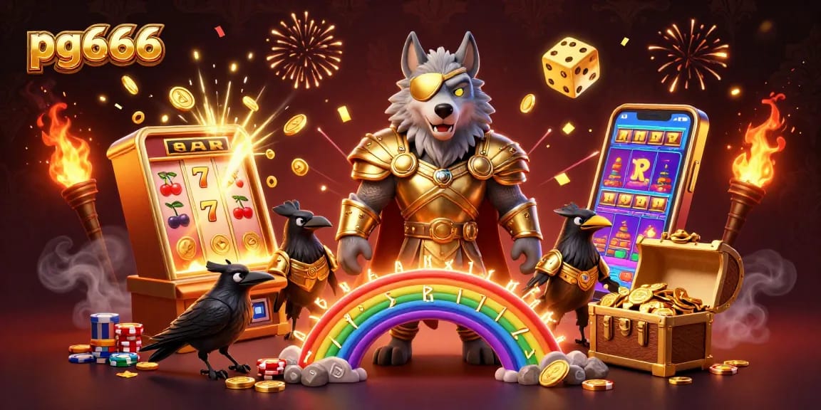 Play exciting casino games at pg666 with Odin and ravens celebrating a jackpot!