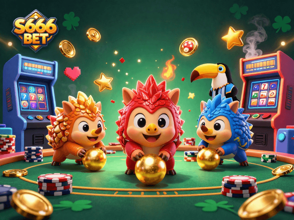 Join the fun of S666 BET with rival pangolins bowling golden balls through poker chips!