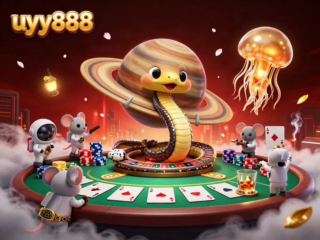 Play thrilling games at uyy888 featuring a Saturn snake and astronaut mice in a cosmic casino.