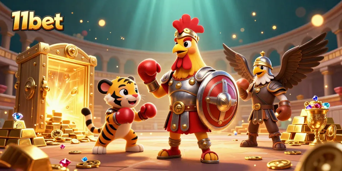 Join the action at 11bet with a vibrant 3D scene celebrating winning strategies and dynamic gameplay.