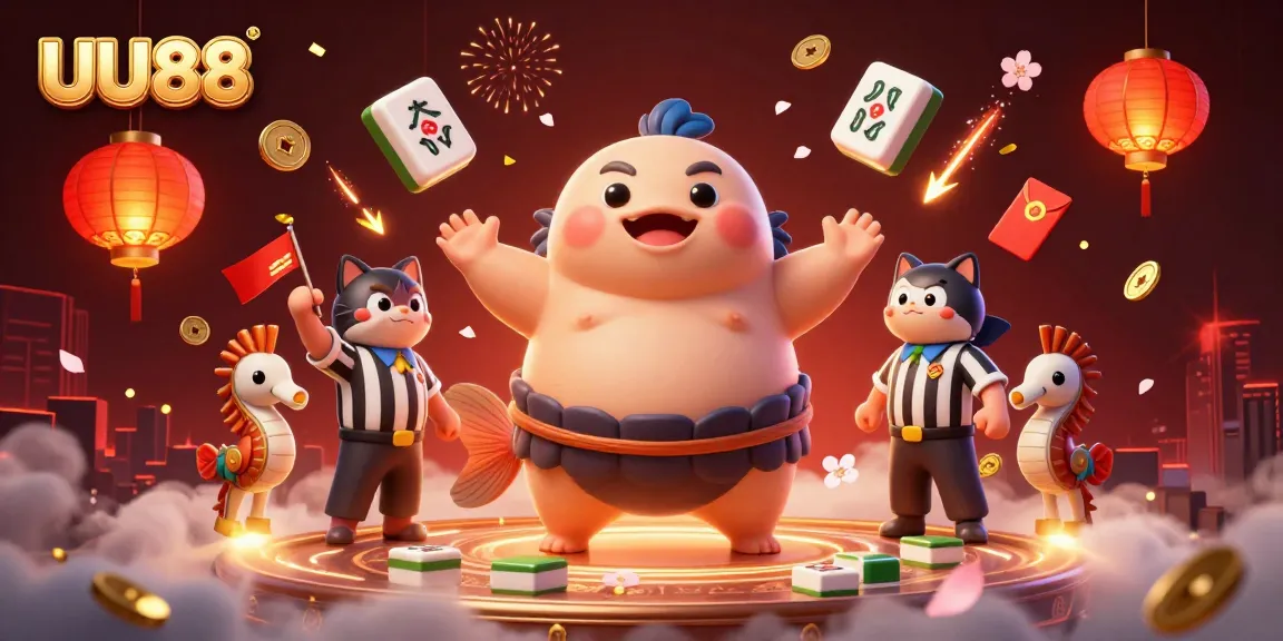 Engage with the vibrant UU88 underwater casino scene featuring a fugu, wise catfish, and festive elements.