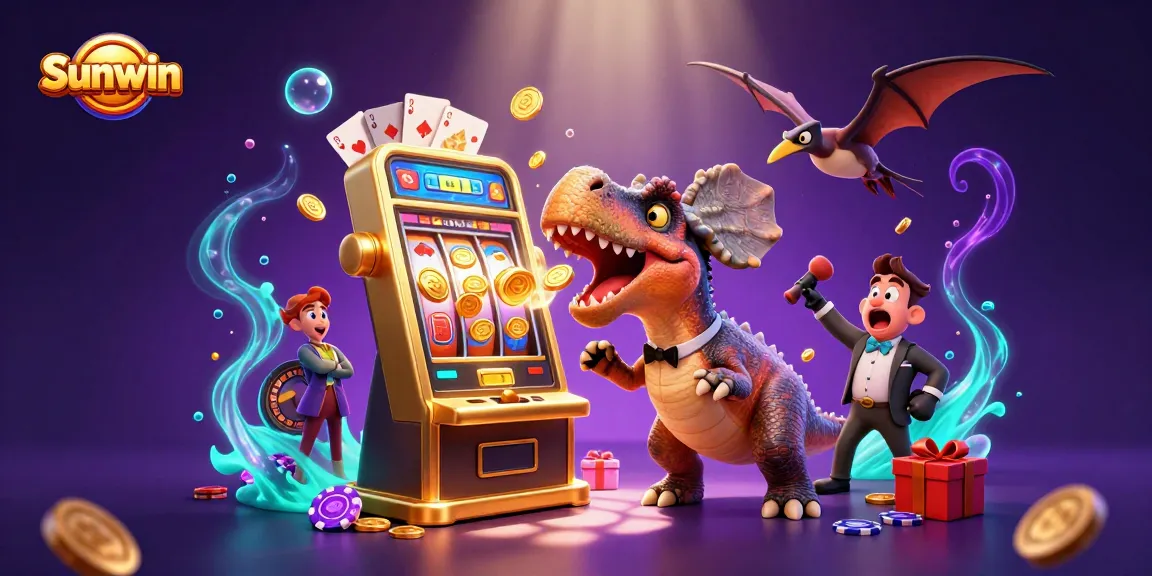 Experience Sunwin's captivating game scene with dinosaurs and jackpot excitement.