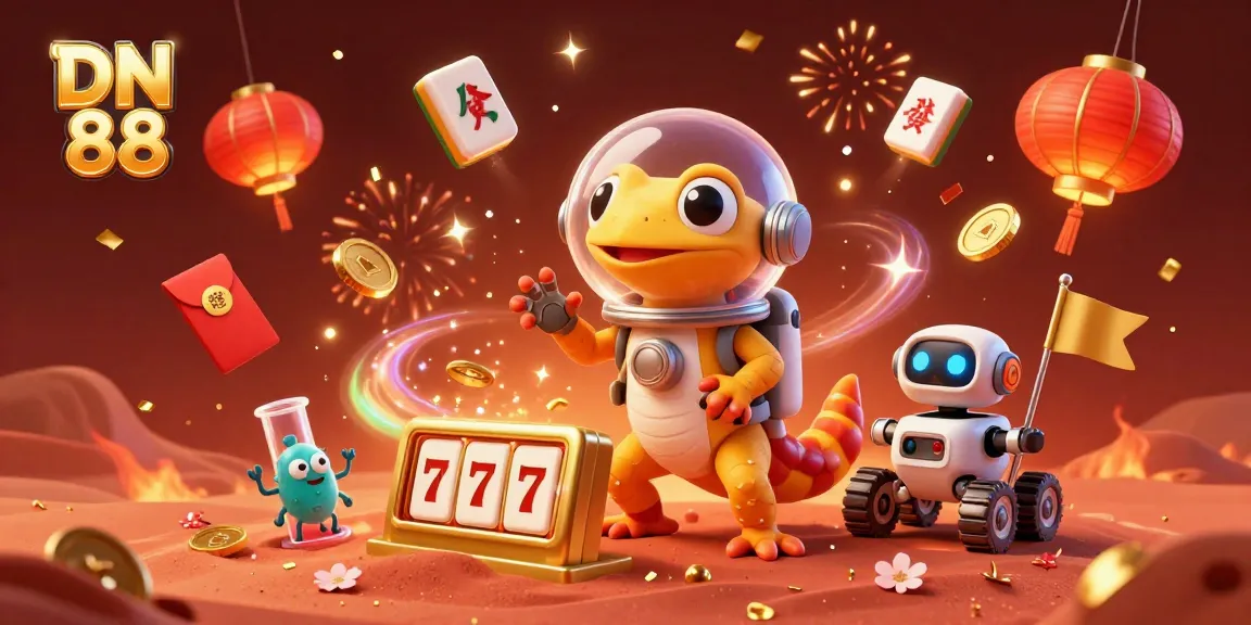 Experience the excitement of DN 88 with our cartoon Martian gecko discovering a hidden golden casino.