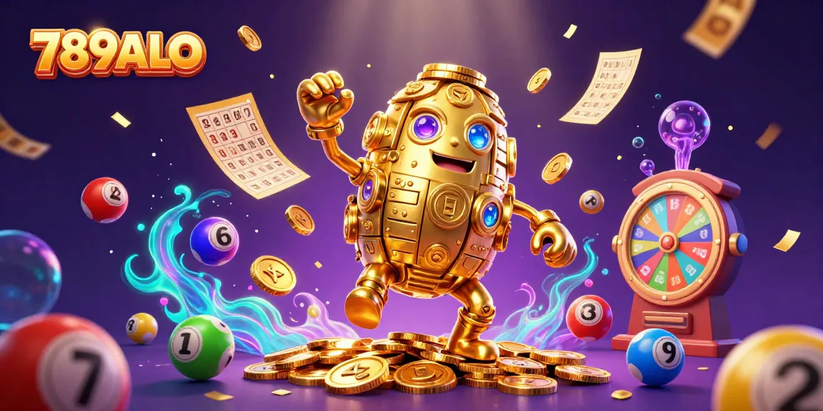 Engage in thrilling games at 789ALO, featuring a bustling 3D casino scene full of vibrant lottery elements.