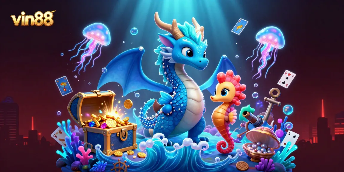 Experience thrilling gameplay with vin88's vibrant underwater casino scene filled with treasures and unique characters.