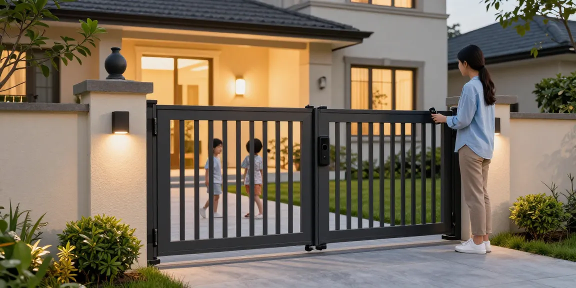 Schiebetore bieten Sicherheit und Komfort für Ihr Zuhause, das elegante Tor öffnet sich automatisch im modernen Garten.