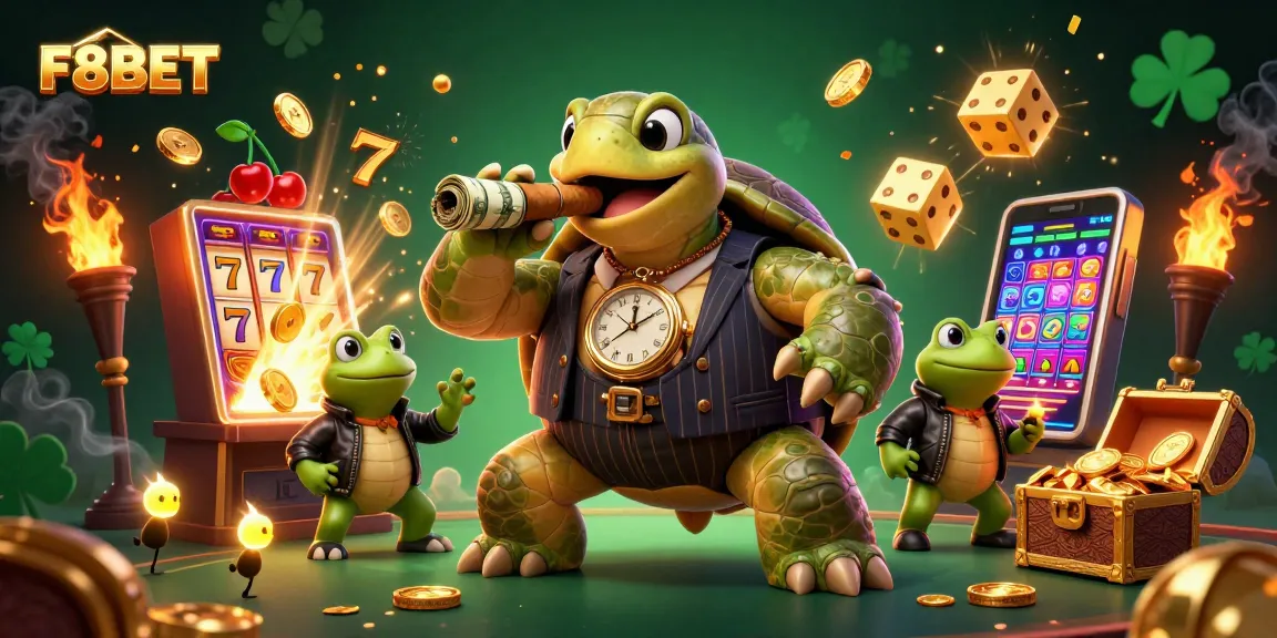 Experience the excitement of F8BET with vibrant casino action featuring classic slot machines, energizing light effects, and colorful characters.