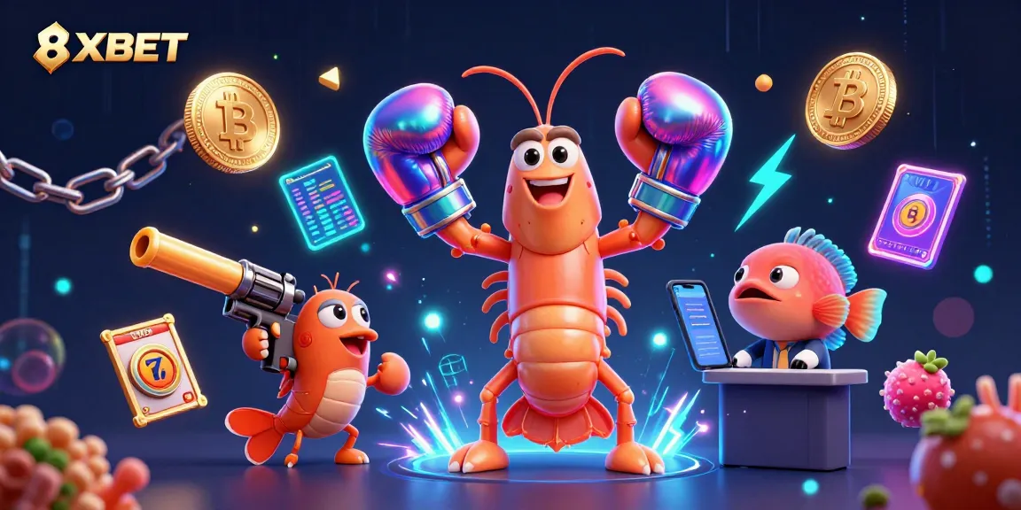 Bet on 8XBET with thrilling casino action featuring the mantis shrimp and vibrant gaming symbols.