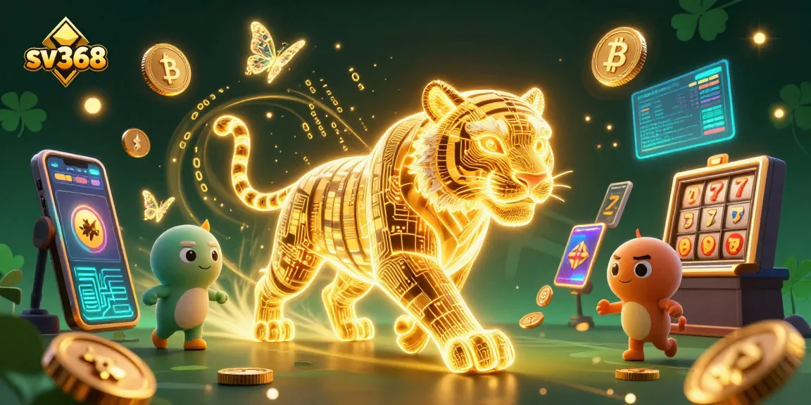 Experience thrilling wins with sv368 in this vibrant digital casino scene featuring neon and crypto elements.