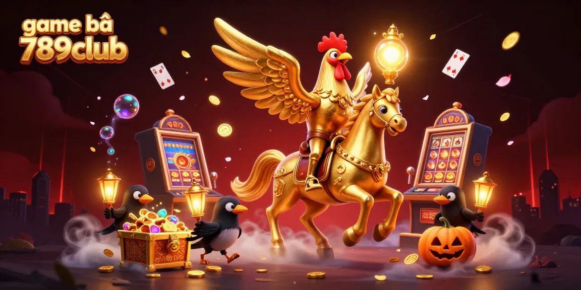 Experience excitement at game bài 789club with dynamic golden rooster and treasure scenes.