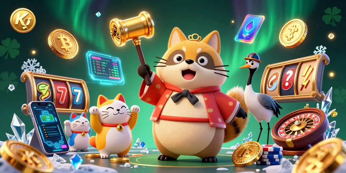 Join the fun at Ku with vibrant gambling elements in this dynamic 3D casino illustration.
