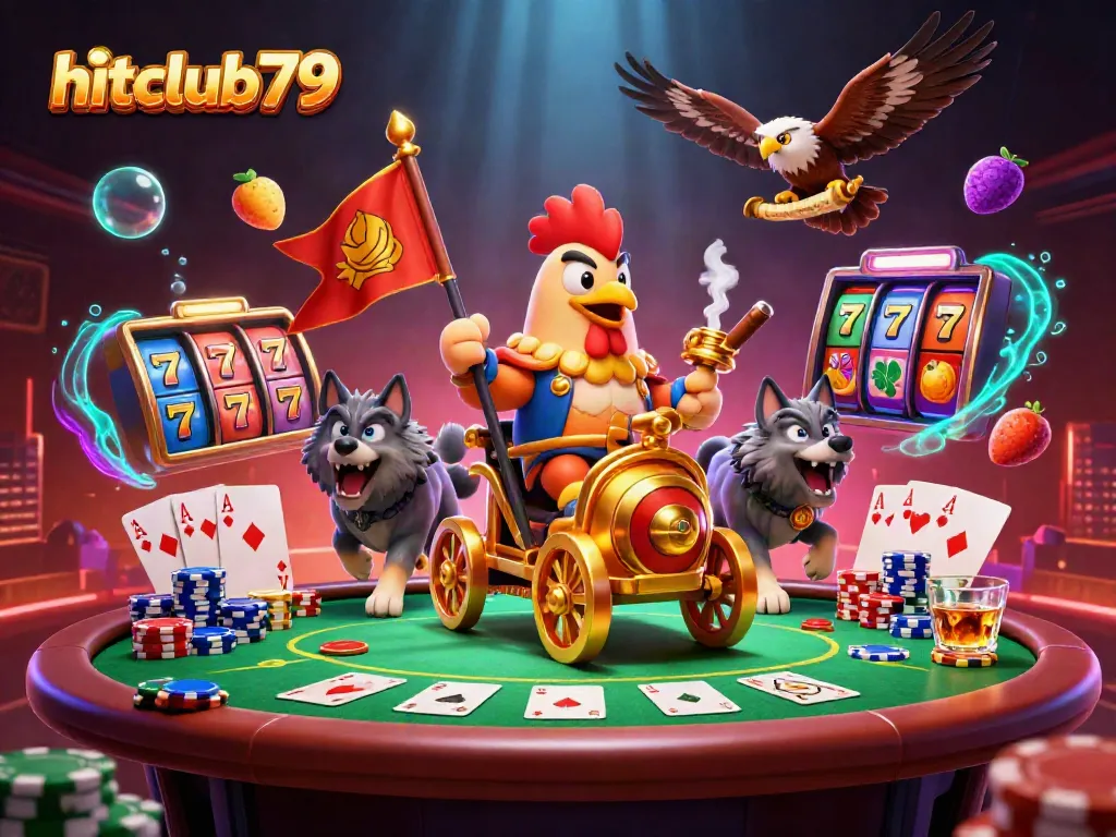 Experience thrilling gameplay at hitclub79 with vibrant illustrations of casino adventures and winning moments.