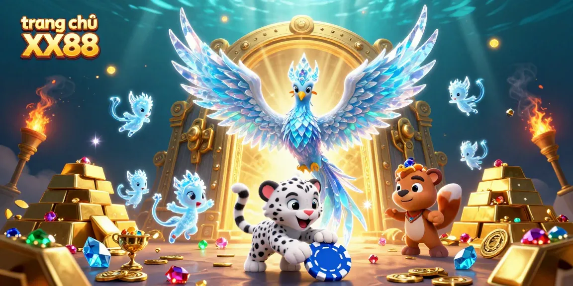 Experience the excitement of trang chủ XX88 with vibrant 3D casino characters and dynamic elements.
