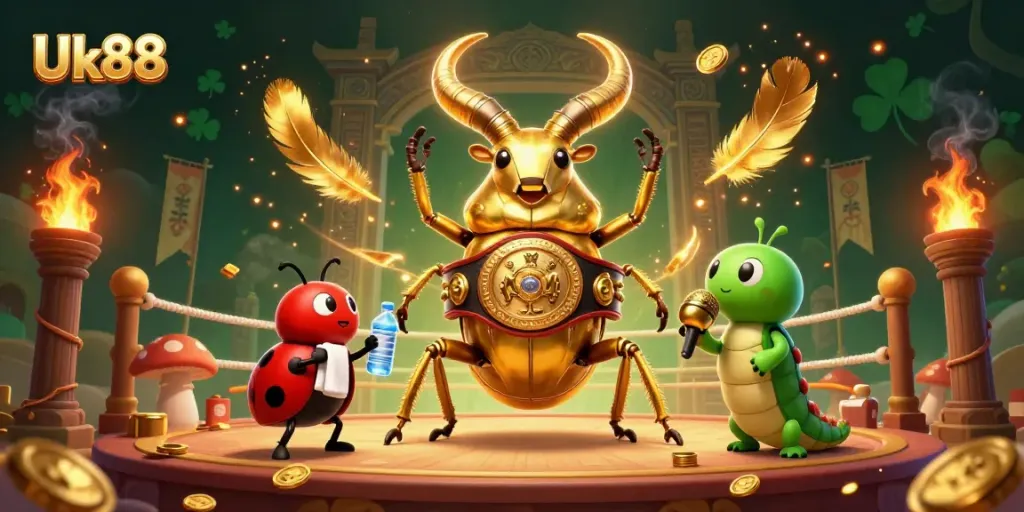 Experience thrilling gameplay at Uk88 with a vibrant scene featuring cartoonish gambling elements and characters.