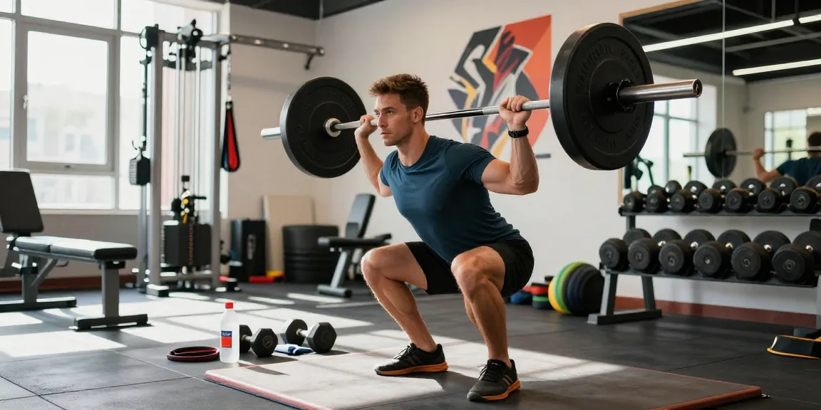 Präsentation von Prime Pharma Steroiden in einem lebhaften Fitnessstudio mit einem Bodybuilder, der Kreuzheben ausführt.