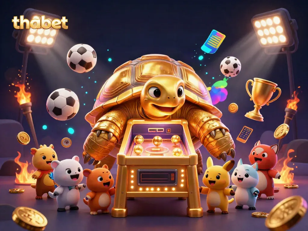 Engage with thrilling games at Thabet featuring a dynamic live casino scene filled with vibrant gambling elements.