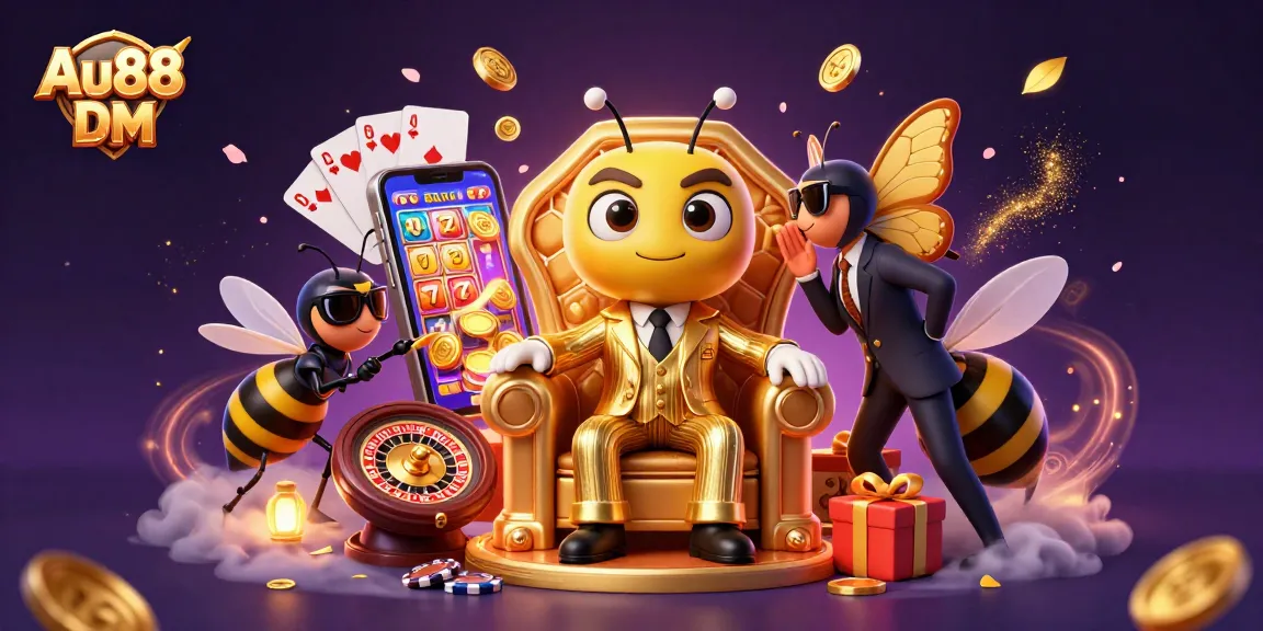 Win big with Au88 DM at the vibrant 3D casino featuring a buzzing bumblebee boss!