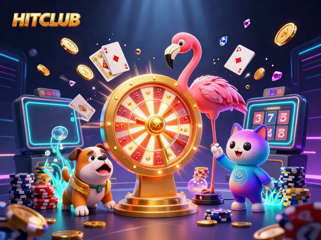 Engage with HITCLUB’s lively online casino experience featuring cartoon characters and vibrant game elements.
