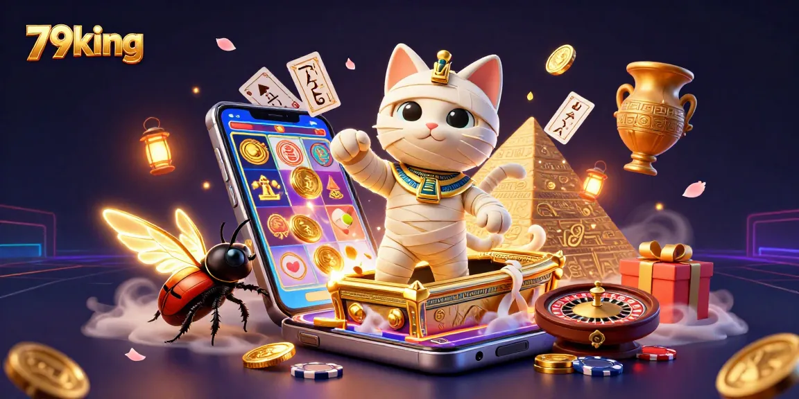 Experience thrilling gameplay with 79king's dynamic casino illustration featuring colorful slots and exciting characters.