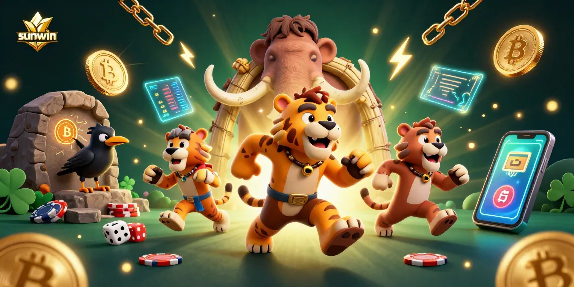 Experience thrilling gaming at sunwin with a 3D cartoon scene featuring prehistoric casino action.