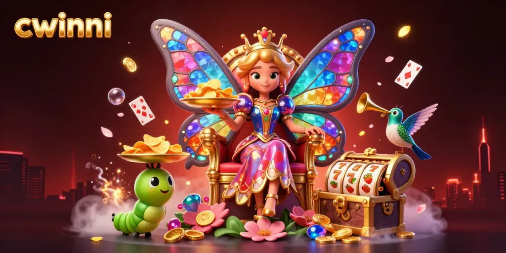 Engage in thrilling gameplay at Cwinni with vibrant illustrations of casino themes and characters.