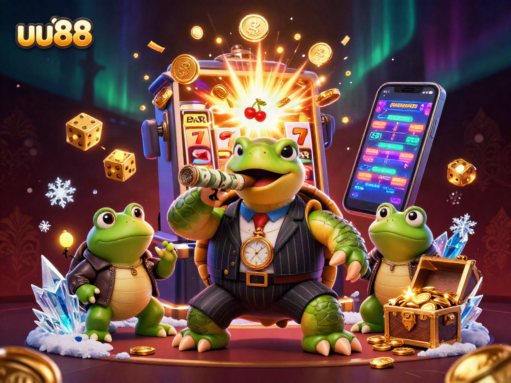 Experience the thrill of uu88 casino with a vibrant slot scene featuring colorful symbols and dynamic 3D characters.