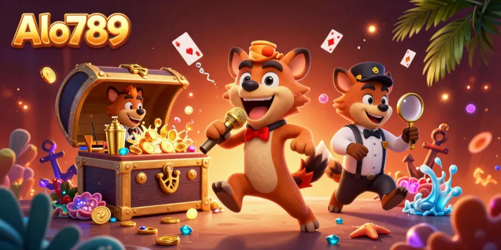 Experience the vibrant comedy casino scene at Alo789 with cartoon hyenas bringing humor to gaming.