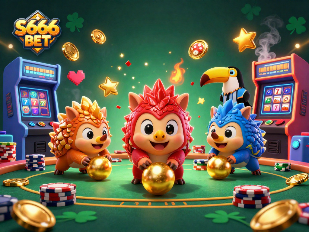 Join the fun of S666 BET with rival pangolins bowling golden balls through poker chips!