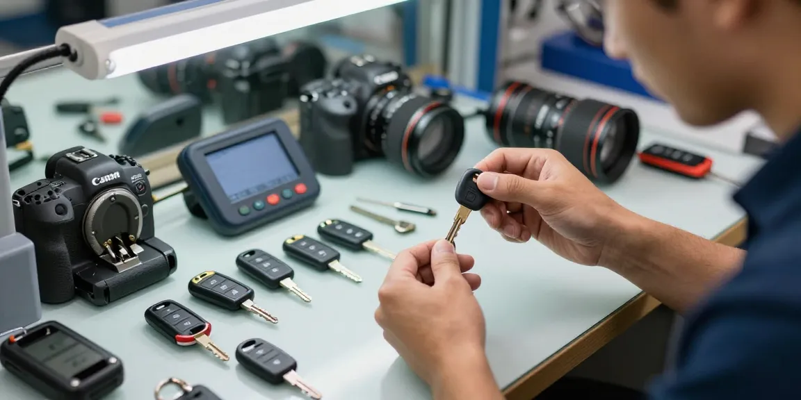 Bitte schön, ein Autolocksmith stellt einen neuen Schlüssel für Hyundai her.