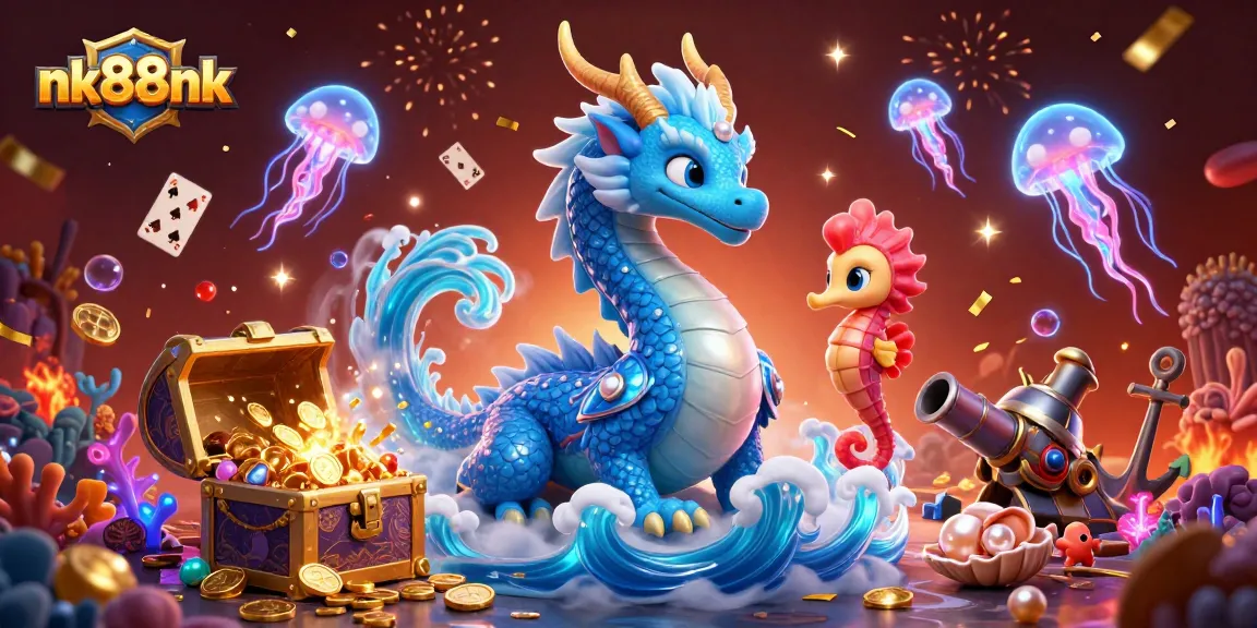 Engage in thrilling gameplay with nk88nk's enticing sea-themed 3D illustration, capturing casino excitement.