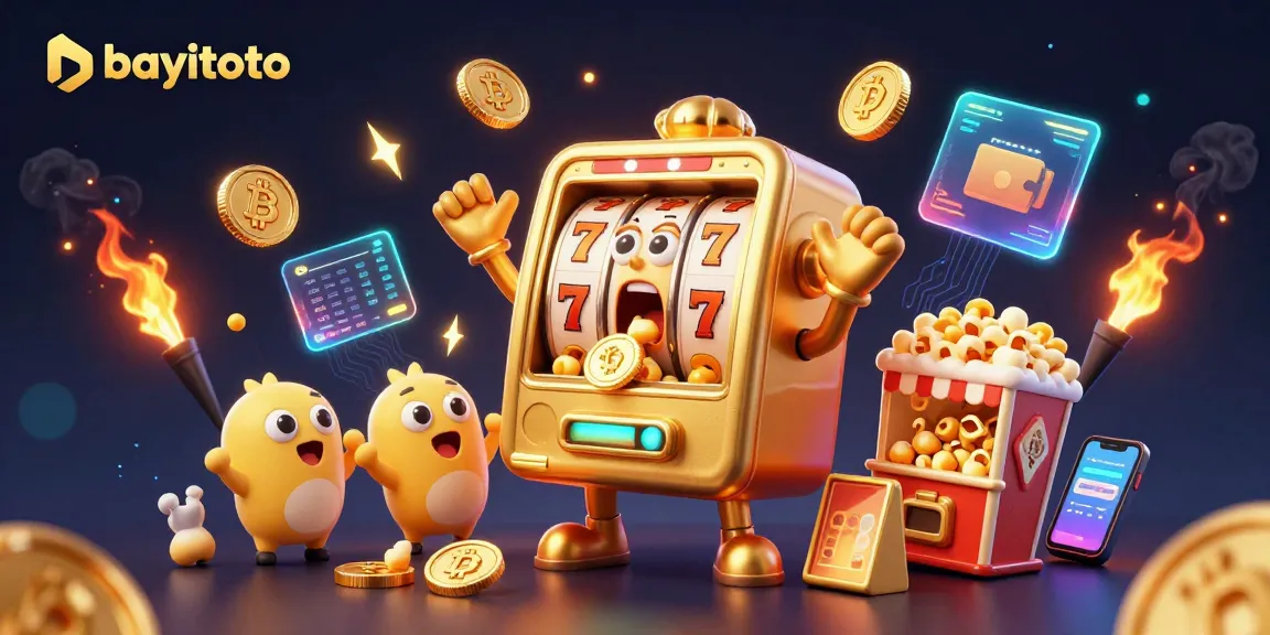 Experience exciting jackpots with bayitoto's vibrant online gaming scene, featuring cheering slot machines.