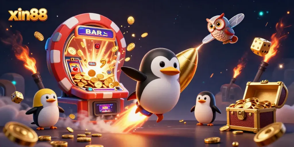 Experience endless jackpots with xin88 in this thrilling 3D illustration of a casino adventure.