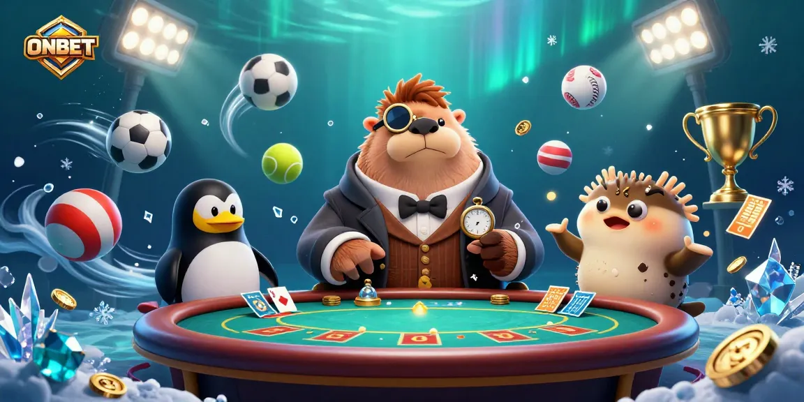 Engage in thrilling gameplay at ONBET with a whimsical underwater scene featuring a jolly walrus playing poker.