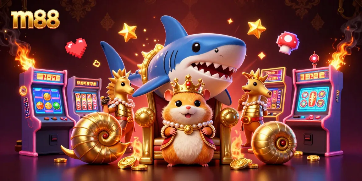 Experience thrilling gameplay in m88 with a golden hamster king amidst vibrant casino action.