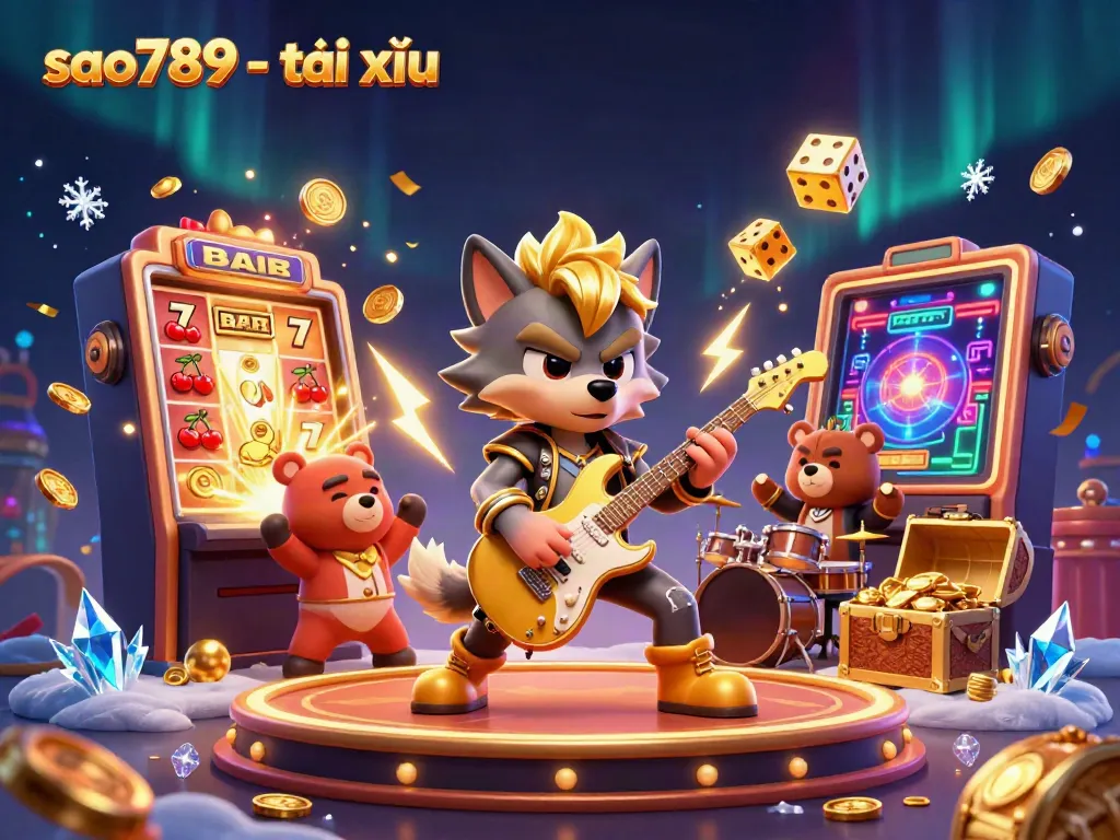 Experience exhilarating action with sao789 - tài xỉu, featuring dynamic characters and vivid casino elements.