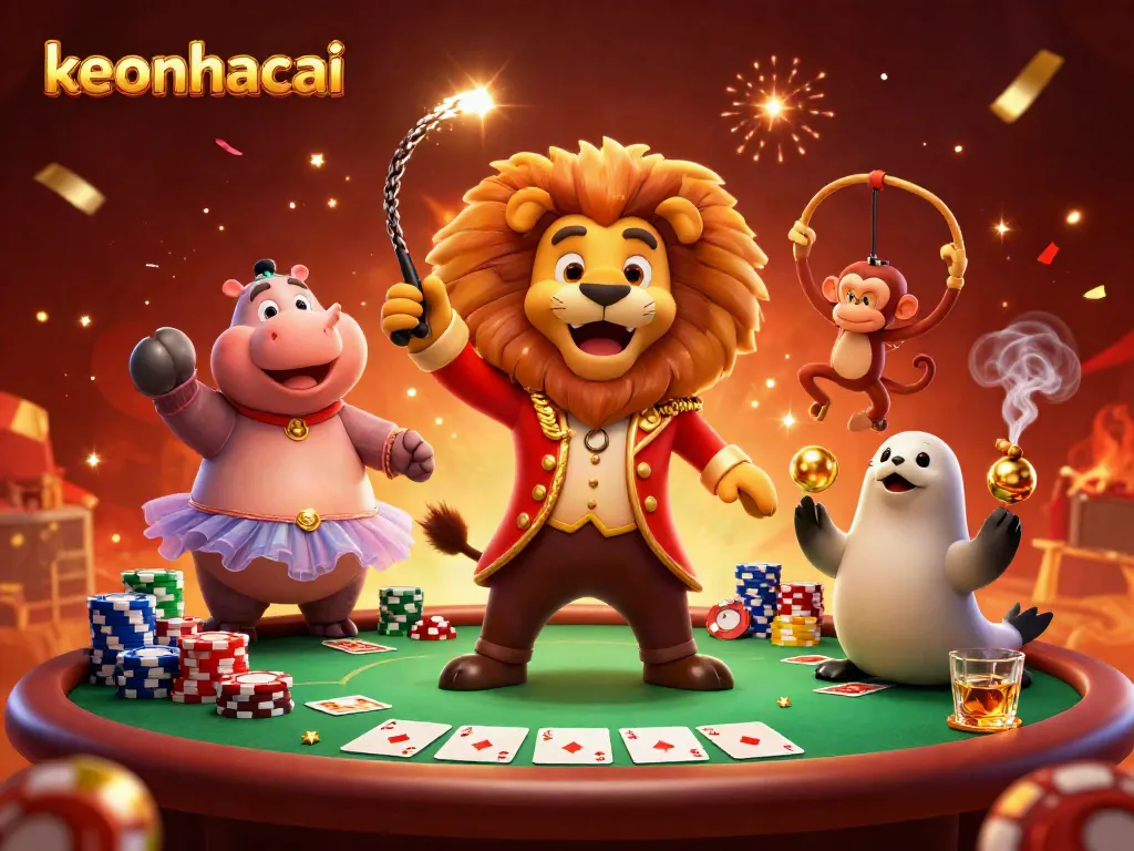 Experience high-energy gaming excitement at keonhacai with a dazzling circus-themed scene.