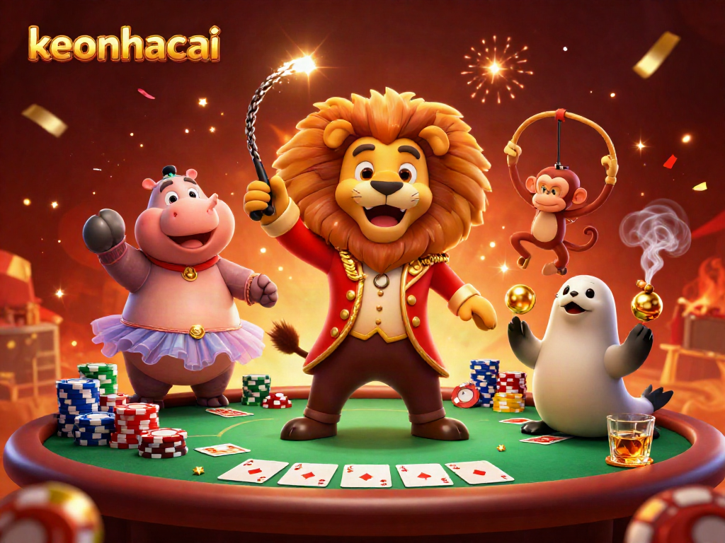 Experience high-energy gaming excitement at keonhacai with a dazzling circus-themed scene.