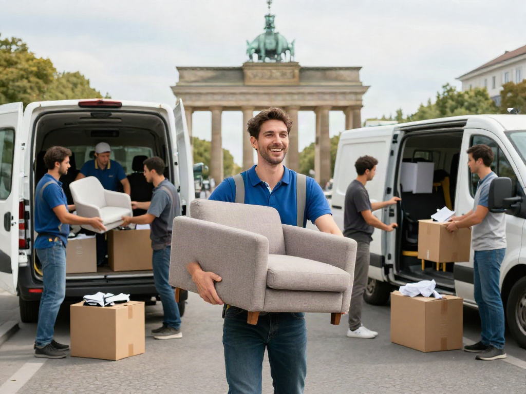 Sperrmüll Entrümpelung Berlin: Professionelles Team bei der sofortigen Entrümpelung in urbaner Umgebung.