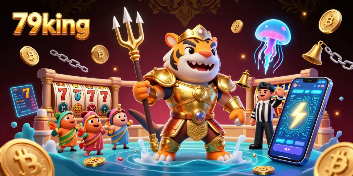 Experience thrilling jackpots at 79king in an underwater casino with vibrant 3D characters and crypto elements.