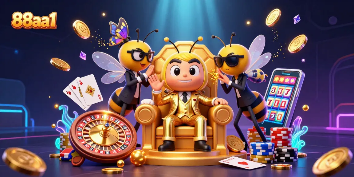Experience thrilling casino action at 88aa1 with a vivid 3D cartoon illustration of a bumblebee mob boss.
