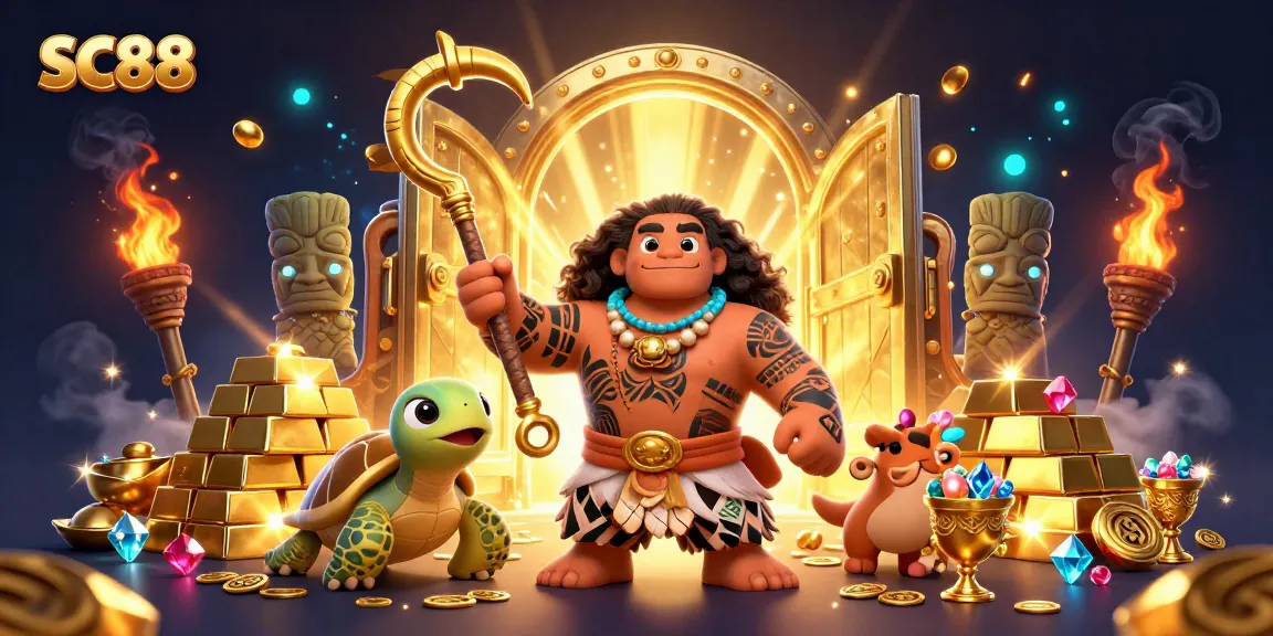 Experience SC88 with a vibrant casino scene featuring a demigod hawk and treasures.