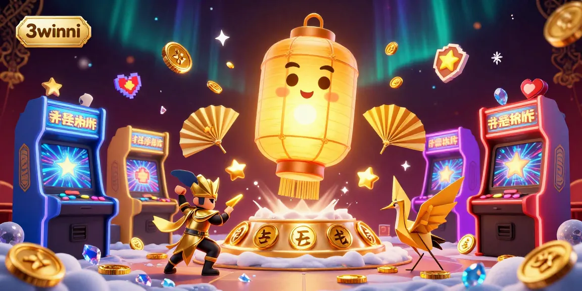 Experience thrilling arcade games at 3winni's vibrant casino scene with enchanting characters.