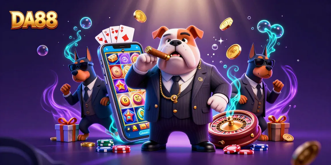 Experience DA88's thrilling slot games with vibrant visuals from a 3D mafia-themed scene.