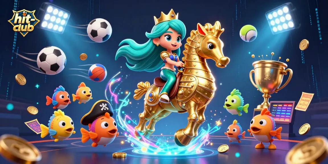 Join the fun at hit-club with a vibrant 3D mermaid scene and lively sports elements for exciting gaming.